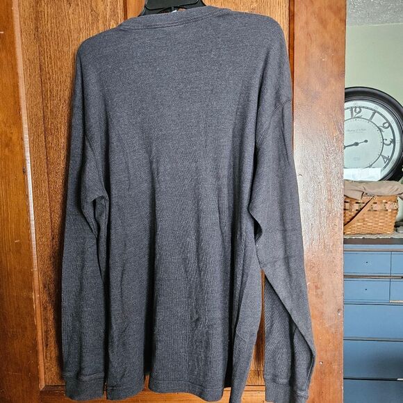 Old Navy Men's Grey Waffle Knit Crew Henley Long Sleeve Shirt Size L Y2K NWOT - Picture 2 of 8